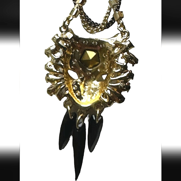 New Vintage! BETSEY JOHNSON Hollywood Glam Tiger Leopard Head Pendant Necklace. - Picture 8 of 11